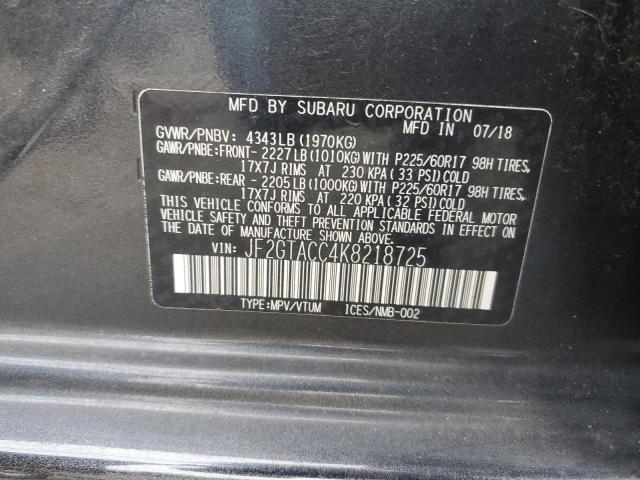 JF2GTACC4K8218725 - 2019 SUBARU CROSSTREK PREMIUM Grafitowy zdjęcie 13