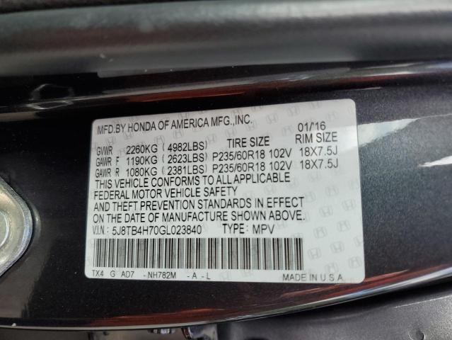 5J8TB4H70GL023840 - 2016 ACURA RDX ADVANCE GRAY photo 14