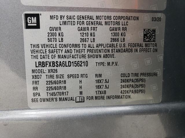 LRBFXBSA6LD156210 - 2020 BUICK ENVISION PREFERRED ნაცრისფერი ფოტო 13