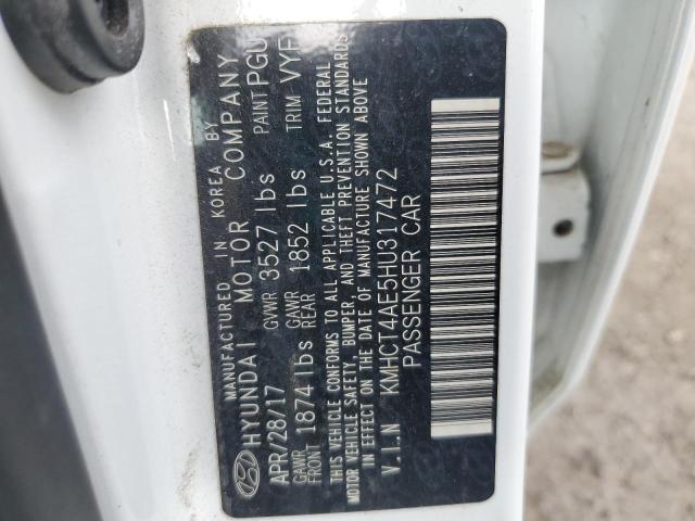 KMHCT4AE5HU317472 - 2017 HYUNDAI ACCENT SE WHITE photo 12