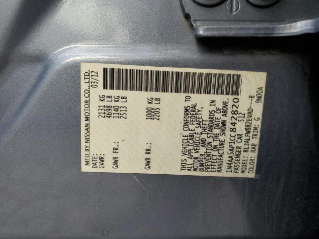 1N4AA5AP1CC842820 - 2012 NISSAN MAXIMA S BLUE photo 12