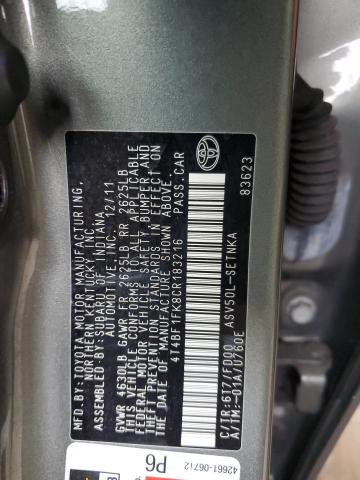 4T4BF1FK8CR183216 - 2012 TOYOTA CAMRY BASE 银色 照片 13