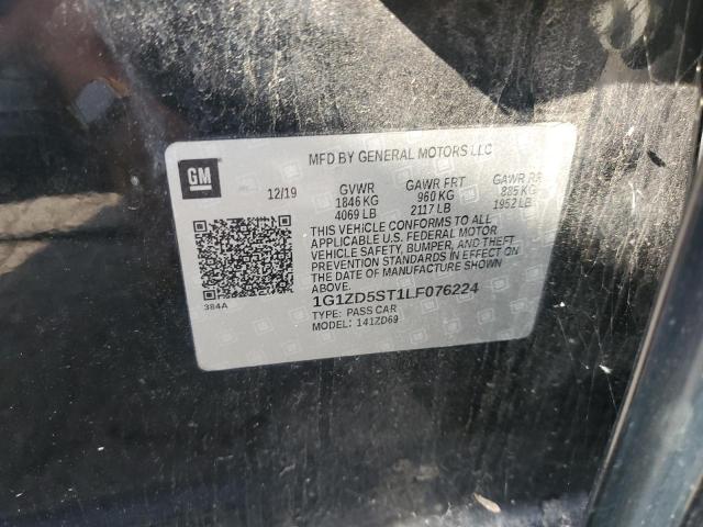 1G1ZD5ST1LF076224 - 2020 CHEVROLET MALIBU LT BLACK photo 12