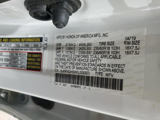 5J6RW2H5XKL009303 - 2019 HONDA CR-V EX თეთრი ფოტო 14