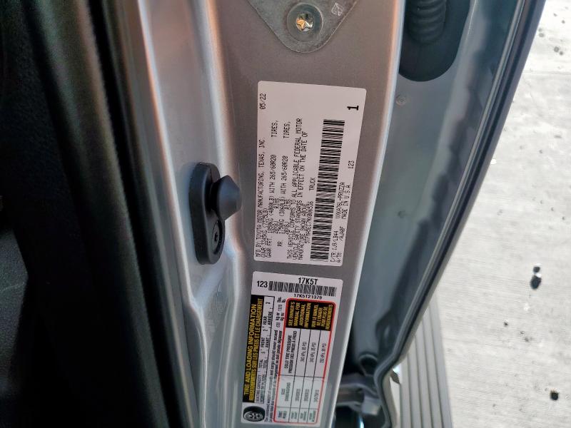 5TFMA5EC7NX006536 - 2022 TOYOTA TUNDRA CREWMAX PLATINUM SILVER photo 12
