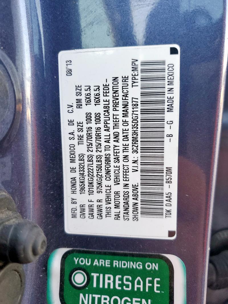 3CZRM3H35DG711877 - 2013 HONDA CR-V LX BLUE photo 14