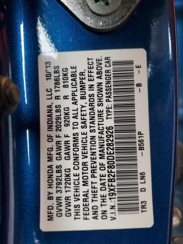19XFB2F80DE282926 - 2013 HONDA CIVIC EX 蓝色 照片 12