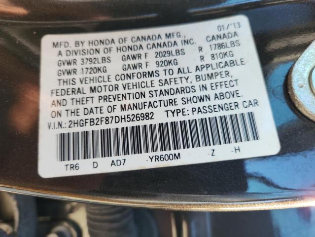 2HGFB2F87DH526982 - 2013 HONDA CIVIC EX Qəhvəyi foto 12