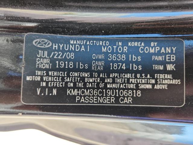KMHCM36C19U106818 - 2009 HYUNDAI ACCENT GS BLACK photo 12