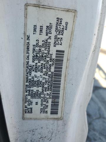 5TEVL52N82Z895632 - 2002 TOYOTA TACOMA XTRACAB თეთრი ფოტო 12