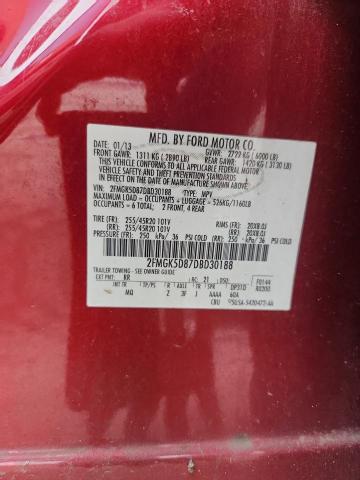 2FMGK5D87DBD30188 - 2013 FORD FLEX LIMITED Qırmızı foto 14