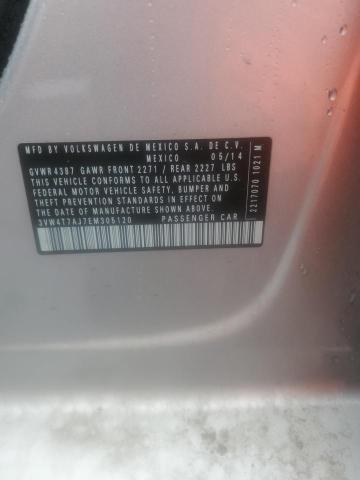 3VW4T7AJ7EM305120 - 2014 VOLKSWAGEN JETTA GLI SILVER photo 12