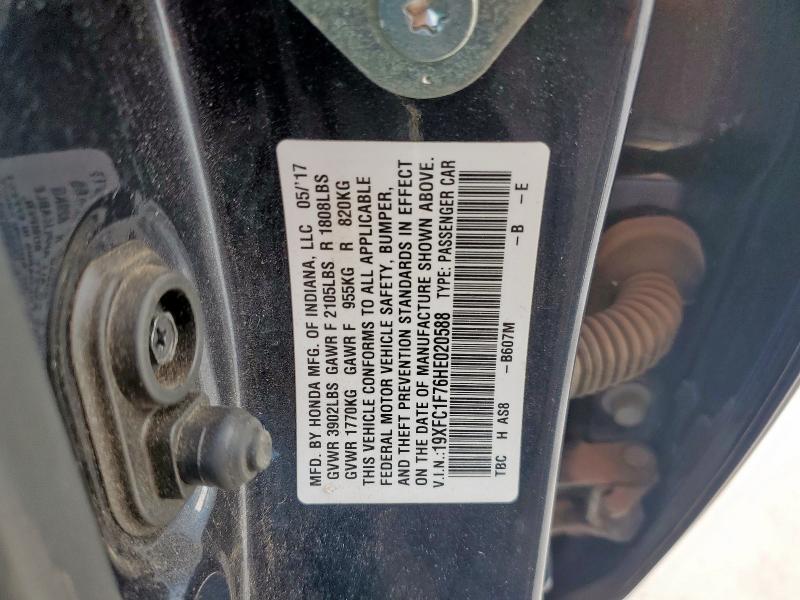 19XFC1F76HE020588 - 2017 HONDA CIVIC EXL BLUE photo 12