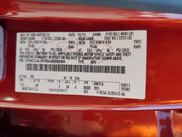 1FMCU9J91DUB56089 - 2013 FORD ESCAPE TITANIUM RED photo 13