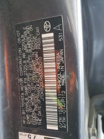 JTDKB20U983305010 - 2008 TOYOTA PRIUS GRAY photo 12