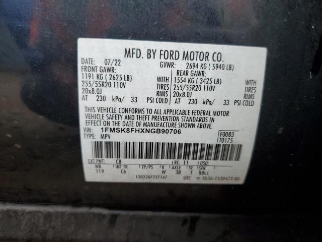 1FMSK8FHXNGB90706 - 2022 FORD EXPLORER LIMITED BLUE photo 13