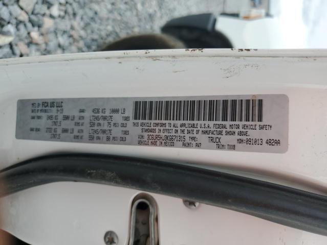 3C6UR5HJ3KG671315 - 2019 RAM 2500 TRADESMAN Beyaz fotoğraf 12