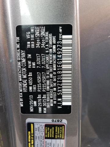 5XYZT3LB1EG149273 - 2014 HYUNDAI SANTA FE SPORT GRAY photo 13