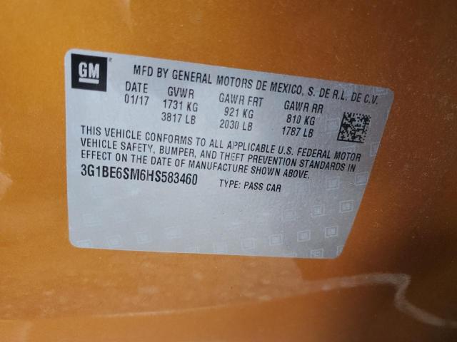 3G1BE6SM6HS583460 - 2017 CHEVROLET CRUZE LT 橙色 照片 12