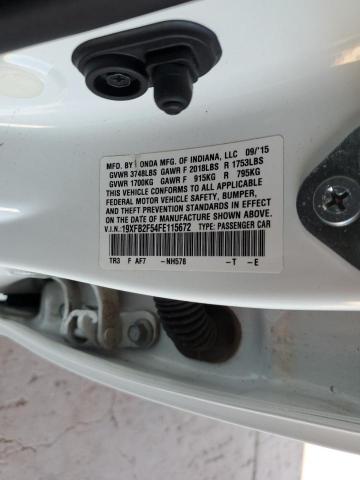 19XFB2F54FE115672 - 2015 HONDA CIVIC LX WHITE photo 12