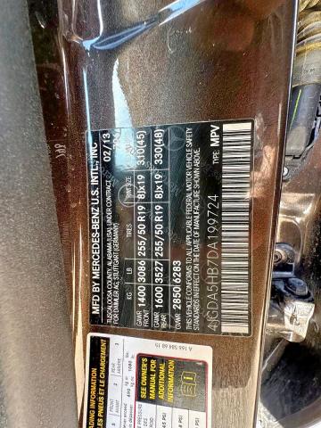 4JGDA5HB7DA199724 - 2013 MERCEDES-BENZ ML 350 4MATIC BROWN photo 10