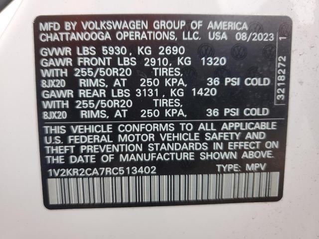 1V2KR2CA7RC513402 - 2024 VOLKSWAGEN ATLAS SE Белый фото 13