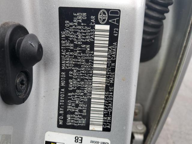 2T1BU4EE4AC277024 - 2010 TOYOTA COROLLA BASE ნაცრისფერი ფოტო 12