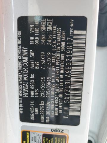 5XYZU3LA9EG219817 - 2014 HYUNDAI SANTA FE S თეთრი ფოტო 14