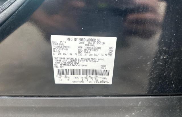 1FM5K8AR6GGB13461 - 2016 FORD EXPLORER POLICE INTERCEPTOR Czarny zdjęcie 10