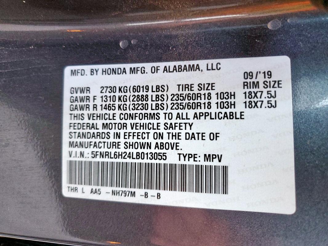 5FNRL6H24LB013055 - 2020 HONDA ODYSSEY LX 灰色 照片 13