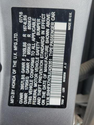 SHHFK7H79JU426351 - 2018 HONDA CIVIC EXL Күміс фото 12