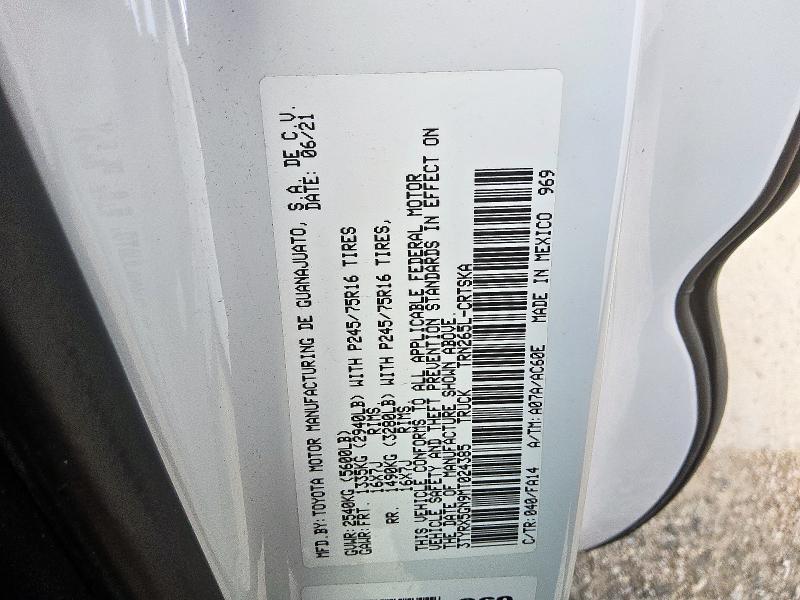 3TYRX5GN9MT024385 - 2021 TOYOTA TACOMA ACCESS CAB Weiß Foto 12