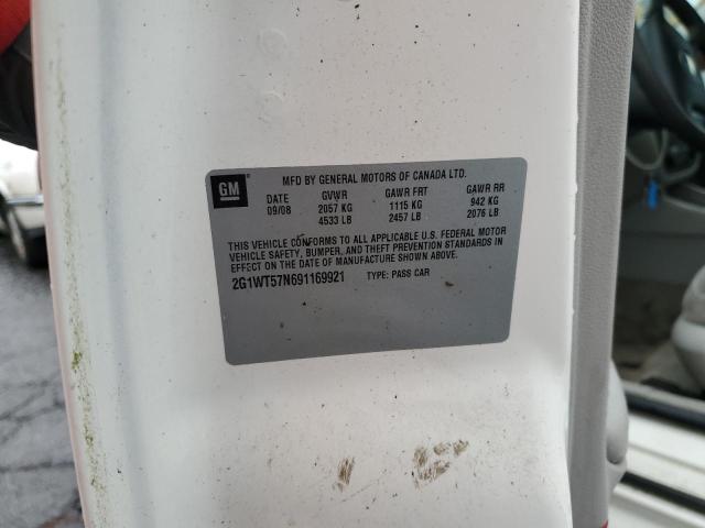 2G1WT57N691169921 - 2009 CHEVROLET IMPALA 1LT Білий фото 12