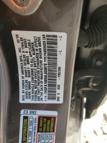 1HGFA16859L009879 - 2009 HONDA CIVIC EX GRAY photo 12