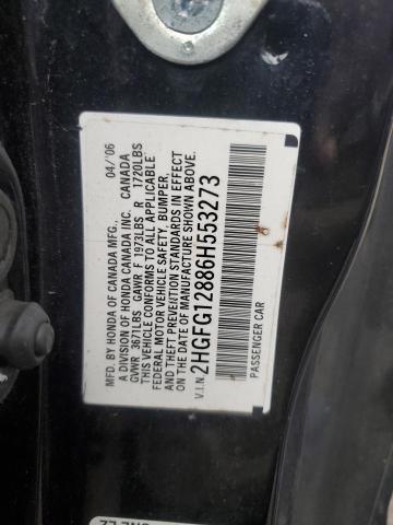 2HGFG12886H553273 - 2006 HONDA CIVIC EX BLACK photo 12