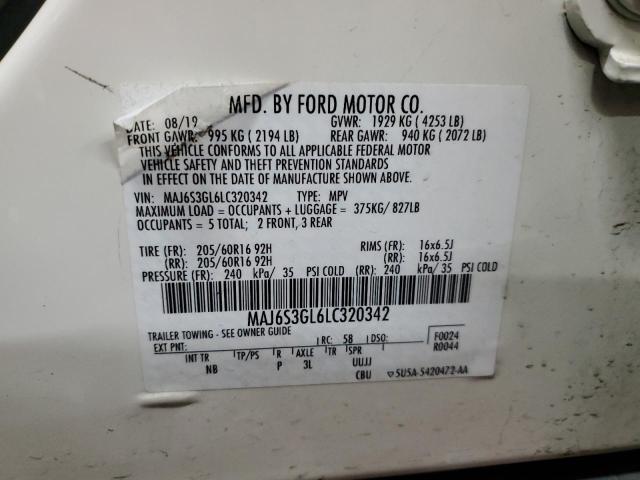 MAJ6S3GL6LC320342 - 2020 FORD ECOSPORT SE თეთრი ფოტო 14