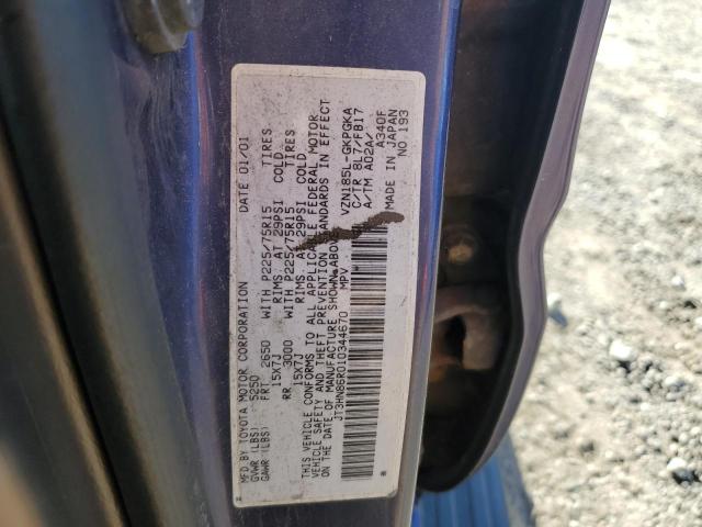 JT3HN86R010344670 - 2001 TOYOTA 4RUNNER SR5 BLUE photo 13