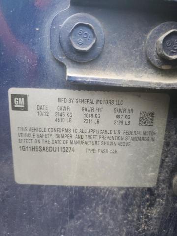 1G11H5SA8DU115274 - 2013 CHEVROLET MALIBU LTZ 蓝色 照片 12