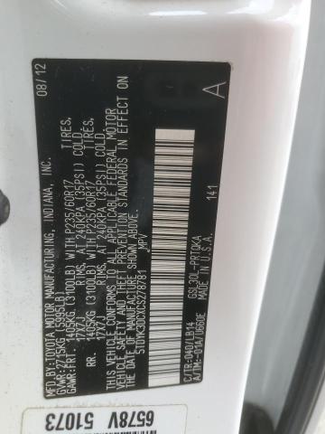 5TDYK3DCXCS278781 - 2012 TOYOTA SIENNA XLE Ağ foto 13