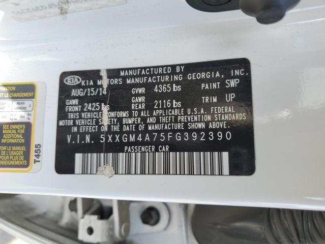 5XXGM4A75FG392390 - 2015 KIA OPTIMA LX 白色 照片 12