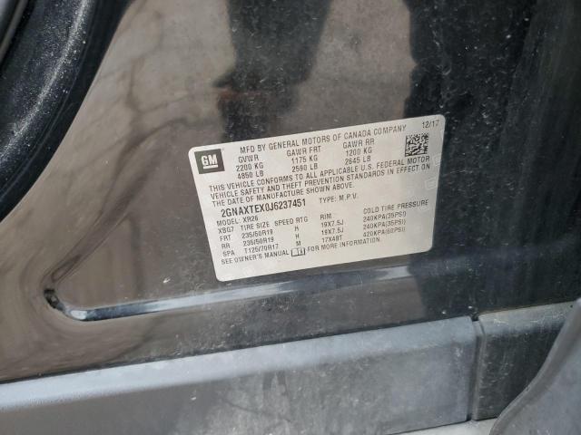 2GNAXTEX0J6237451 - 2018 CHEVROLET EQUINOX LT შავი ფოტო 12