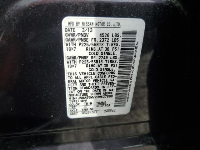 JN8AS5MV2DW637898 - 2013 NISSAN ROGUE S Մանուշակագույն լուսանկար 13