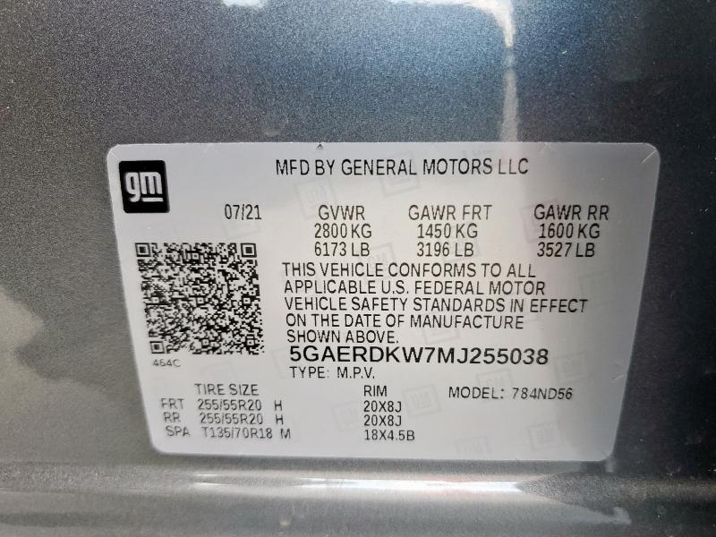 5GAERDKW7MJ255038 - 2021 BUICK ENCLAVE AVENIR GRAY photo 13