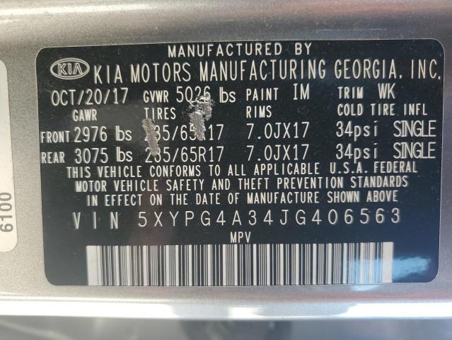 5XYPG4A34JG406563 - 2018 KIA SORENTO LX ნაცრისფერი ფოტო 13