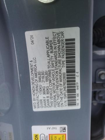 19XFL2H87RE028650 - 2024 HONDA CIVIC SPORT GRAY photo 12