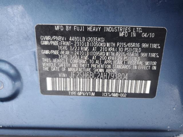 JF2SH6BC2AH793804 - 2010 SUBARU FORESTER XS Blau Foto 14