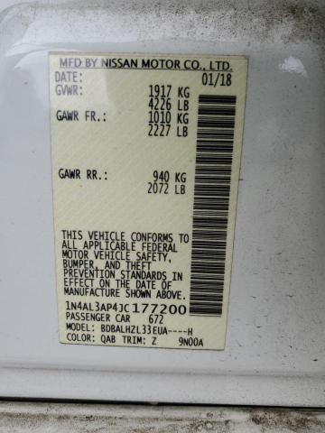 1N4AL3AP4JC177200 - 2018 NISSAN ALTIMA 2.5 Weiß Foto 12