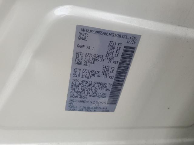 5N1DL0MM3HC516090 - 2017 INFINITI QX60 WHITE photo 13