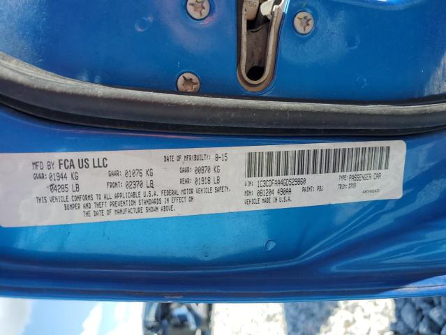 1C3CDFAA4GD529860 - 2016 DODGE DART SE Bleu photo 12