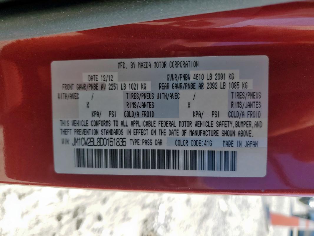 JM1CW2BL8D0151835 - 2013 MAZDA 5 Kırmızı fotoğraf 13